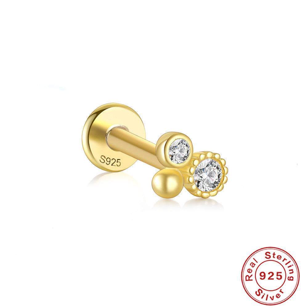 Boucles d’oreilles en ARGENT S925 à tige multiformes et Zircons scintillants
