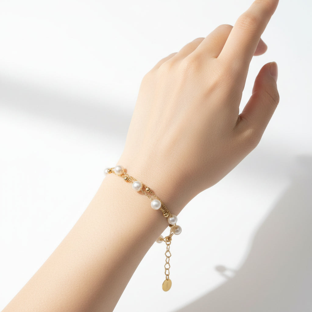 Bracelet Femme Or 14k Perles d’eau douce naturelles - Chic et Raffiné