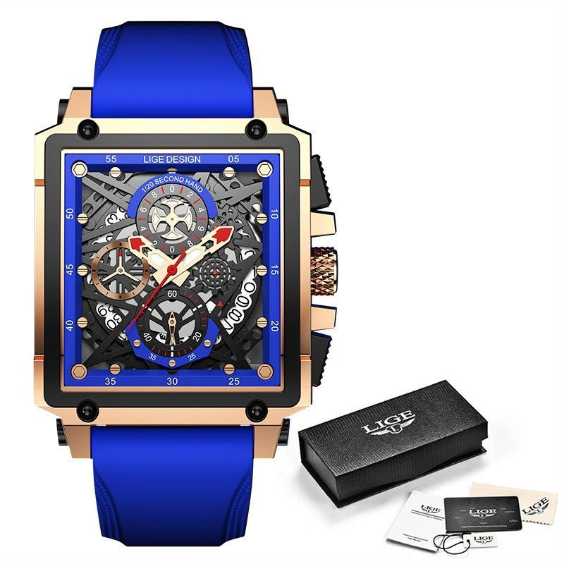 Montre Chronographe Homme Carrée – Sport, Élégance et Fonctionnalité