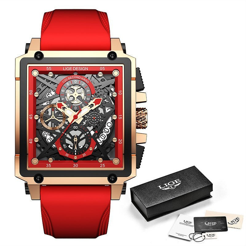 Montre Chronographe Homme Carrée – Sport, Élégance et Fonctionnalité