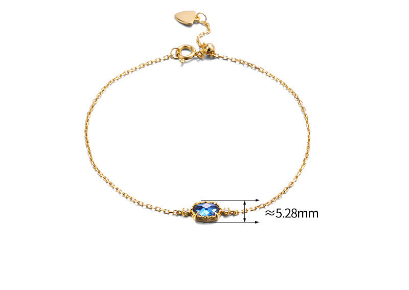 Bracelet Rétro ARGENT STERLING avec ZIRCON Bleu Saphir – Élégance Mystérieuse et Intemporelle J