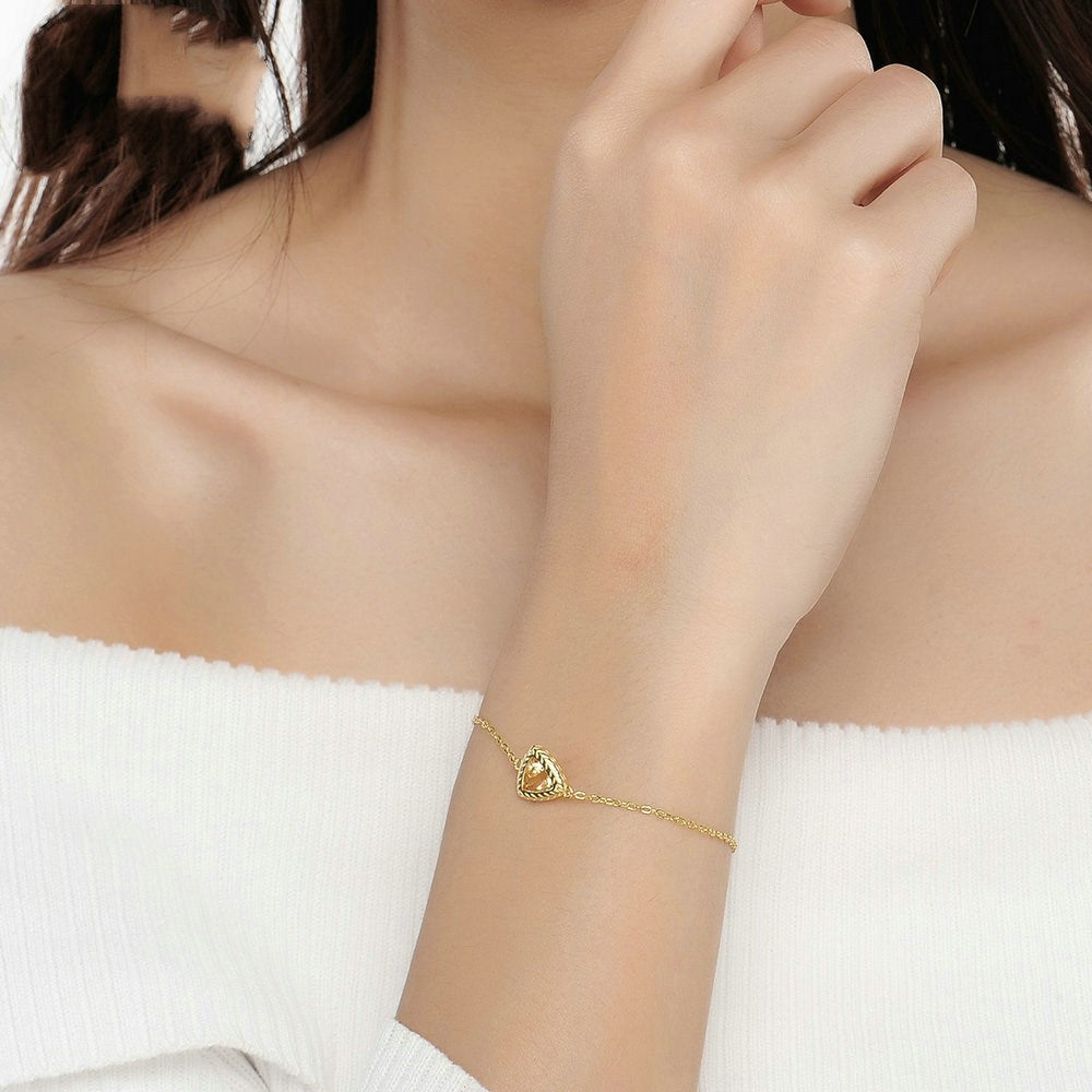 Women's 925 Sterling Silver Bracelet with Natural Citrine – Golden Elegance