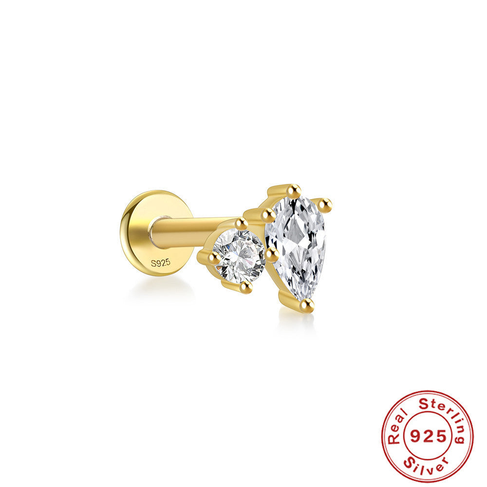 Boucles d’oreilles en ARGENT S925 à tige multiformes et Zircons scintillants