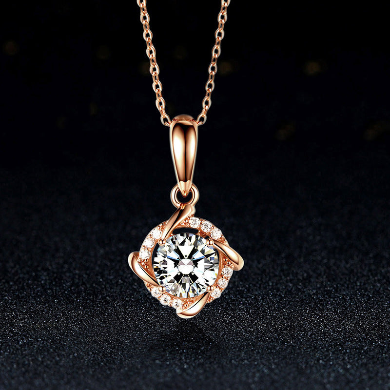 Chaîne avec pendentif moulin à vent en ARGENT S925 et Moissanite – Luxe léger pour femme