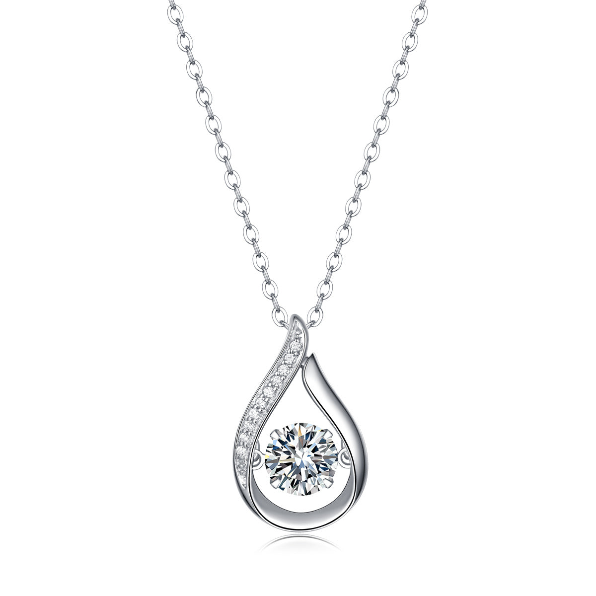 Chaîne pendentif ARGENT 925 Smart Drop en Diamant Mosan | Ornements Argentés de Luxe