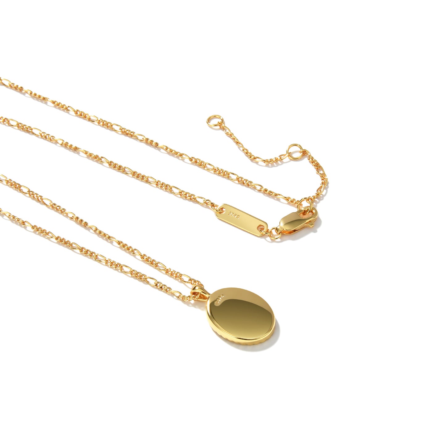 S925 Silver Plated Oval Embossed Rose Necklace