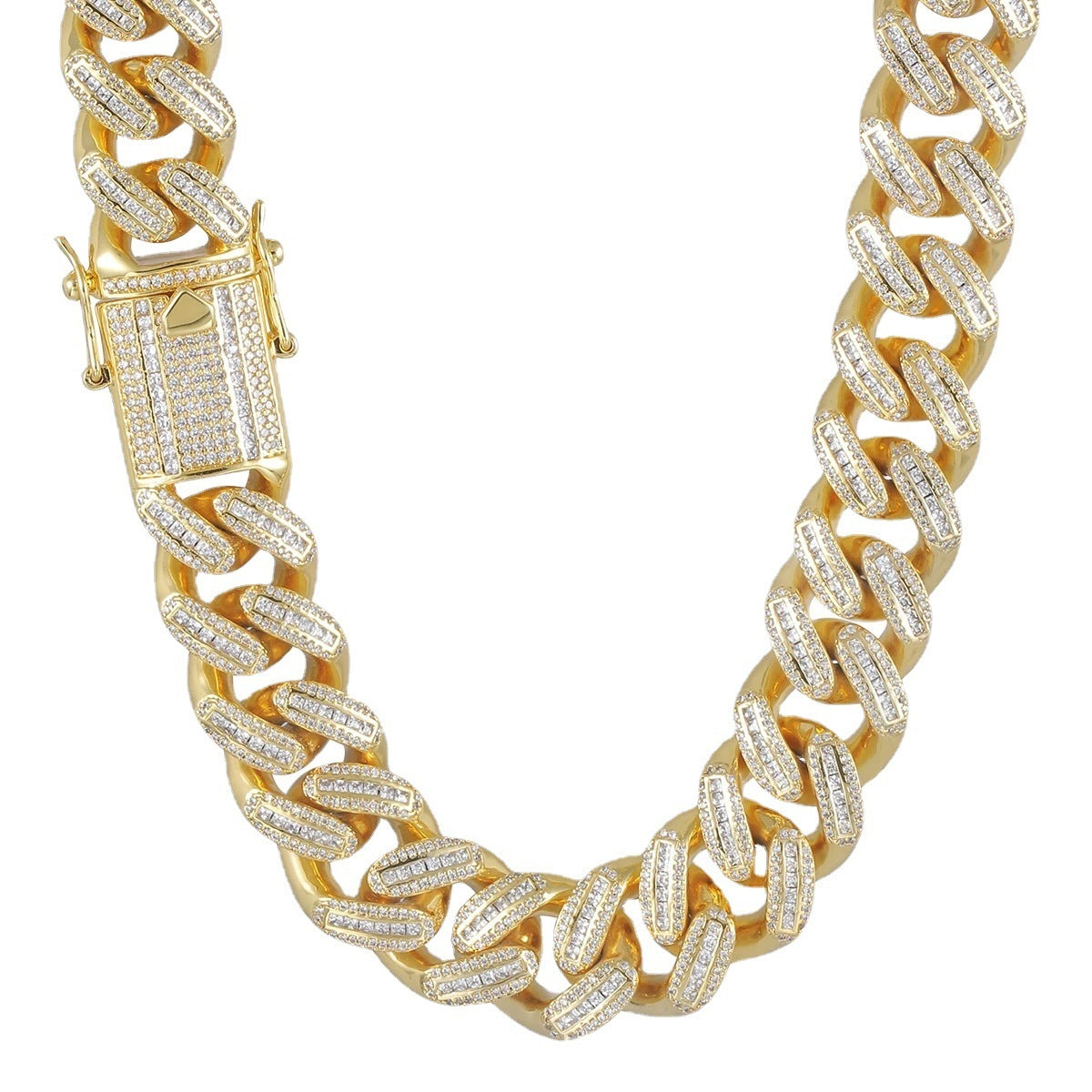 Chaîne Cubaine CUIVRE haute qualité plaqué OR 18K et Zircon 5A – Élégance urbaine affirmée
