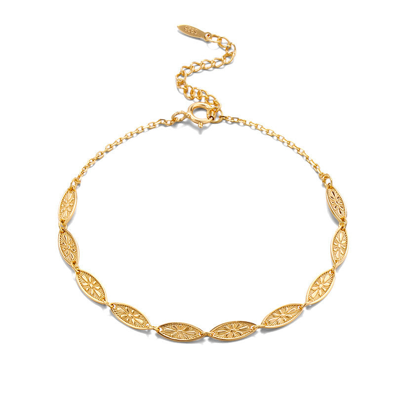 Bracelet Feuille Galois en ARGENT STERLING 925 – Élégance Antique et Raffinée