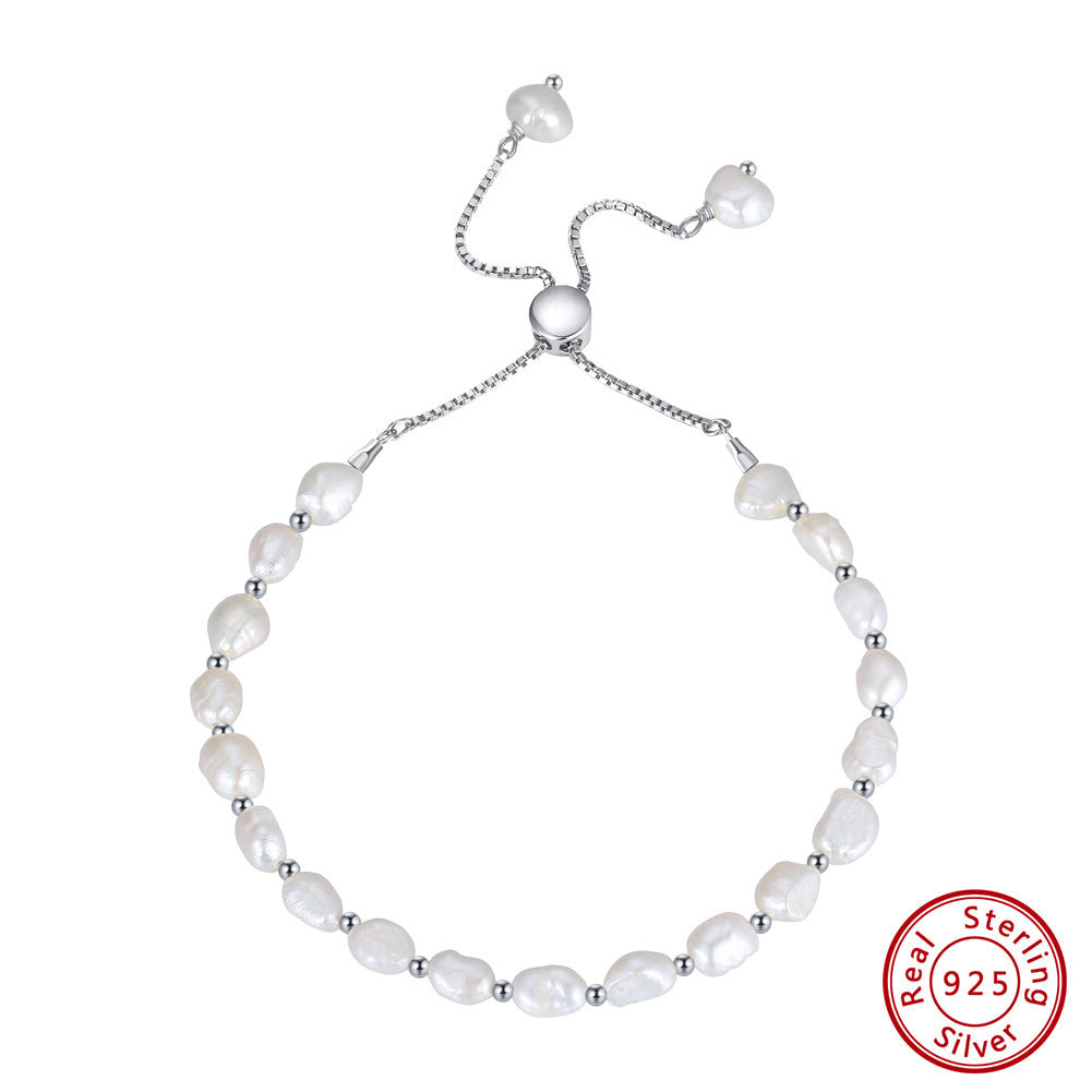 Bracelet en ARGENT S925 et PERLES d’Eau Douce – Élégance Naturelle & Finition Or 14K ou Platine