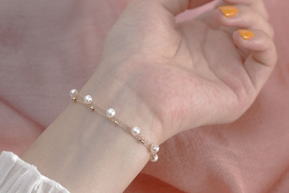 Bracelet Femme Or 14k Perles d’eau douce naturelles - Chic et Raffiné