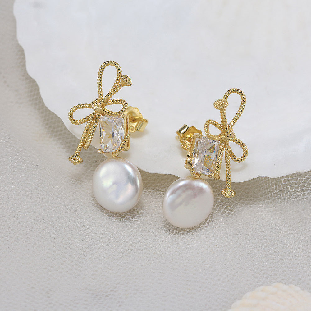 Boucles d’oreilles perles d’eau douce plaqué OR 14K en ARGENT 925 – Élégance naturelle en argent 925
