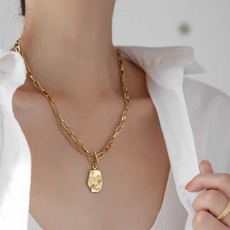 Collier Femme Mode Double Plaqué OR et ARGENT – Design Moderne