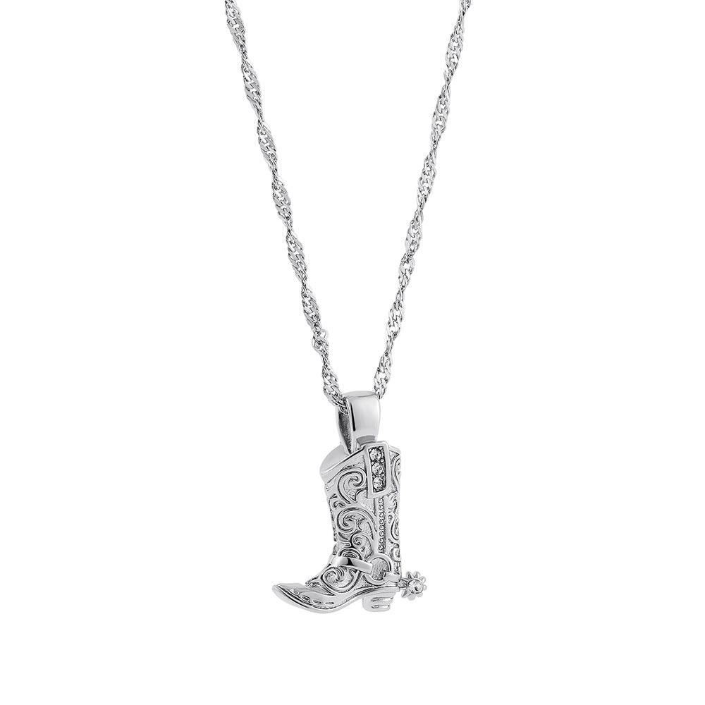 Collier Femme Botte Cowboy Acier inoxydable – Audace & Style Western Chic