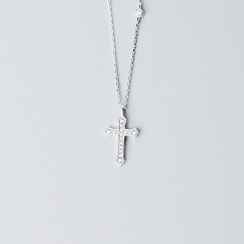 Chaîne avec Croix en ARGENT S925 – Élégance Décontractée pour Homme et Femme