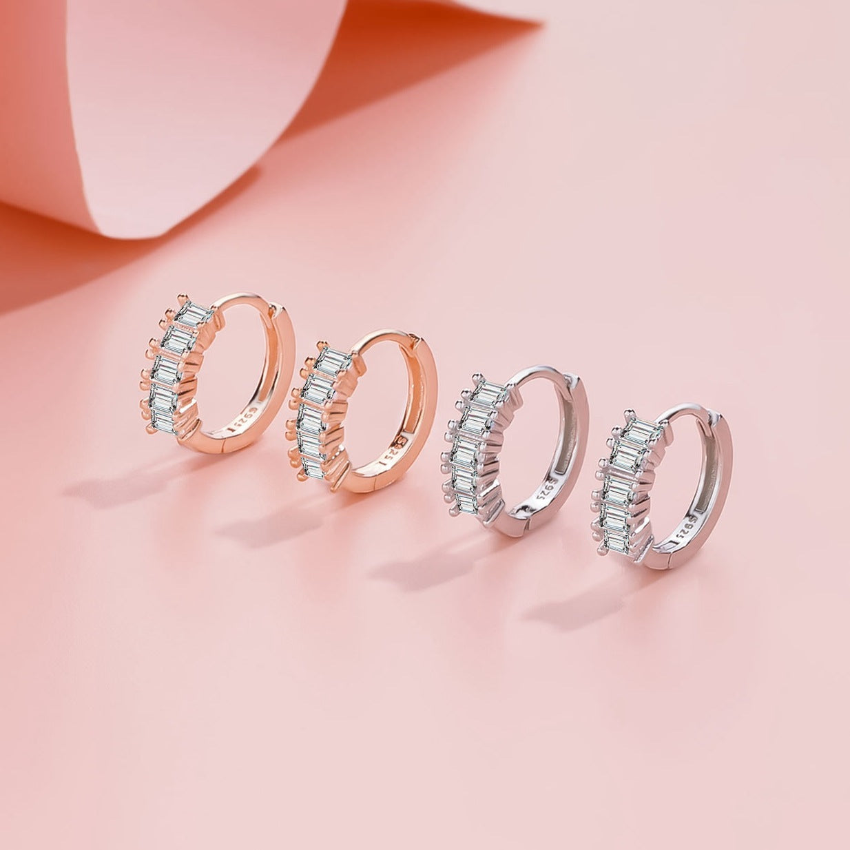 Boucles d’oreilles Cube en ARGENT S925 – Finition Or rose ou Platine