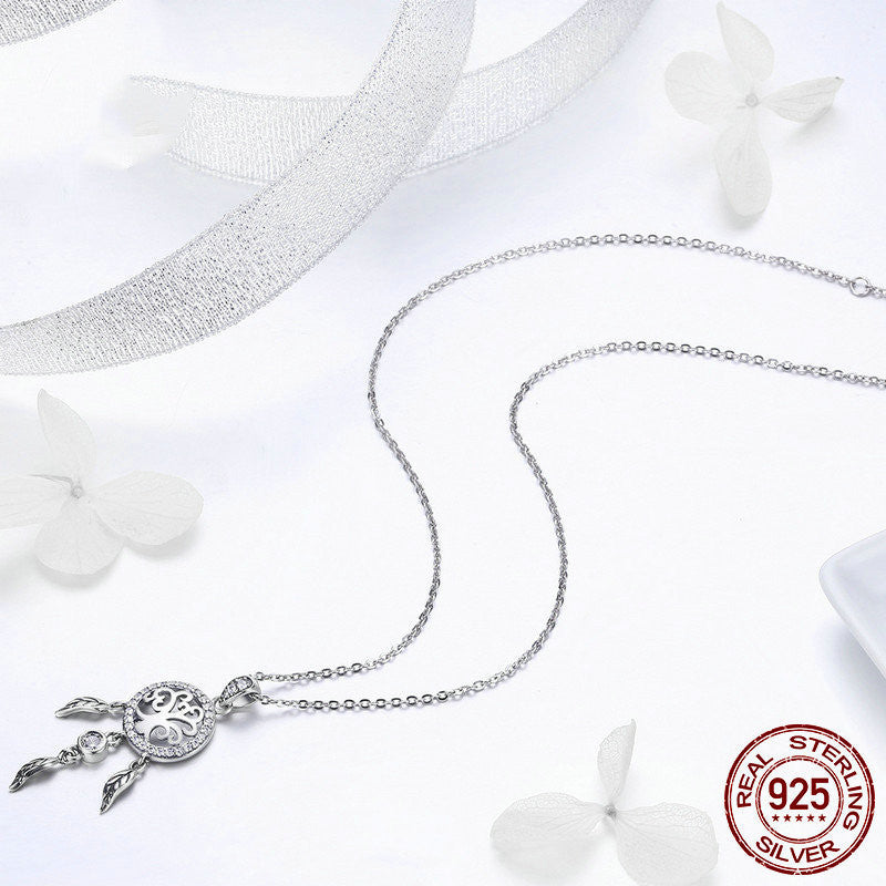 Chaîne Attrape-Rêves en ARGENT S925 et Zircon – Élégance Spirituelle et Raffinée