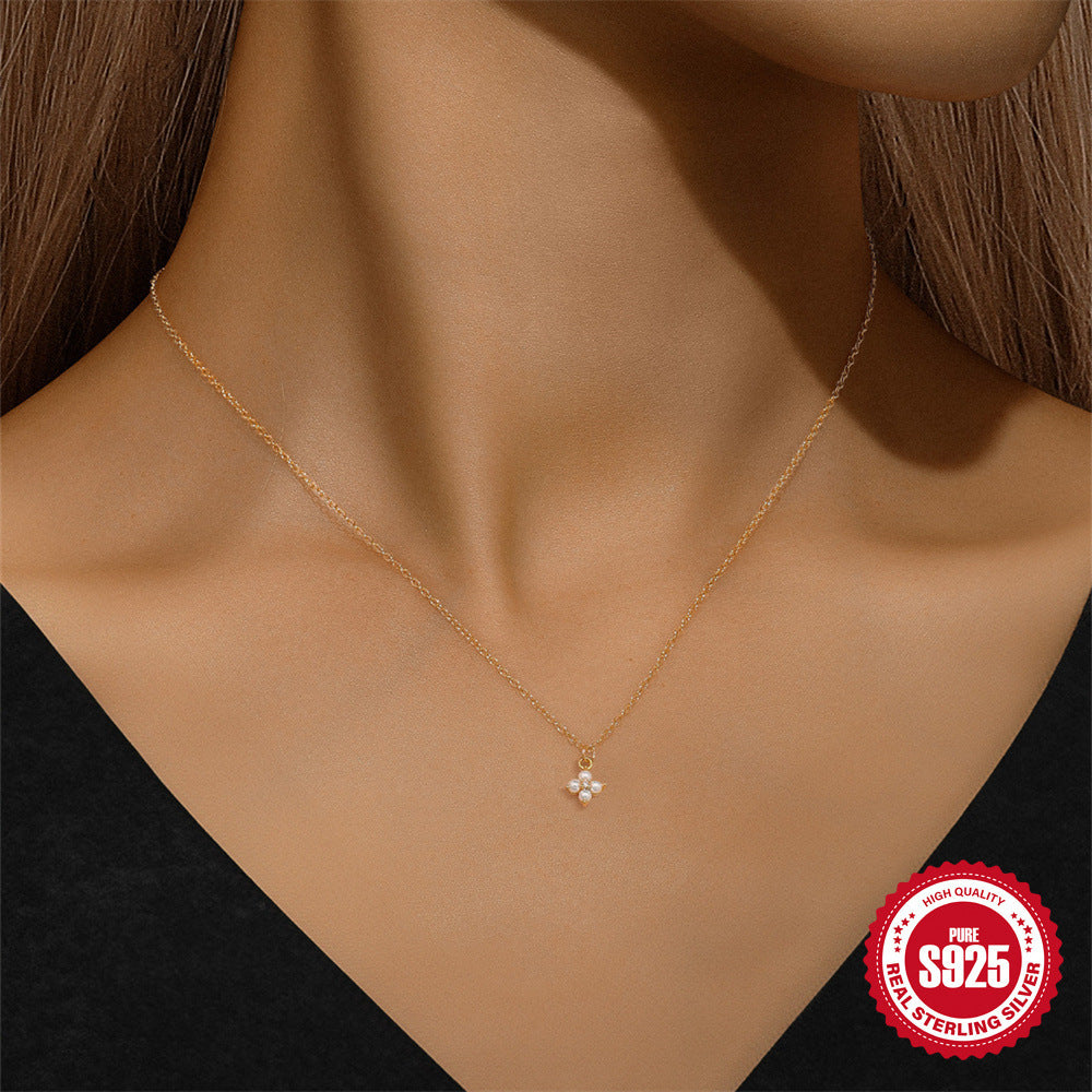Chaîne & Bracelet Dorés en ARGENT S925 – Motifs Fleurs Élégants