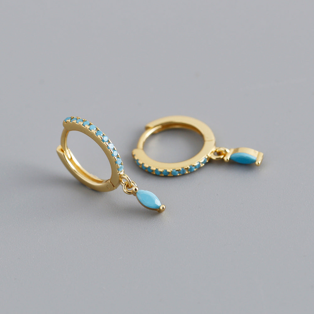 Boucles d’Oreilles anneaux avec pendentifs Pierres Multicolores – ARGENT S925