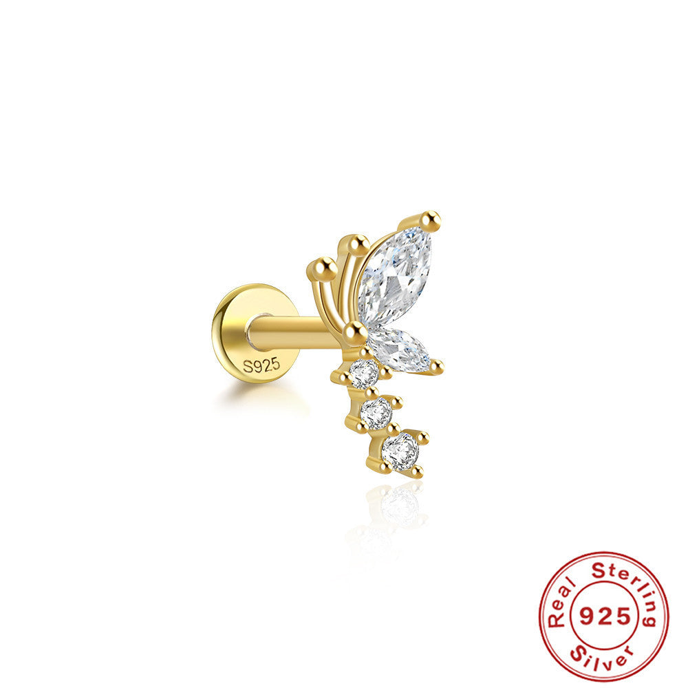 Boucles d’oreilles en ARGENT S925 à tige multiformes et Zircons scintillants