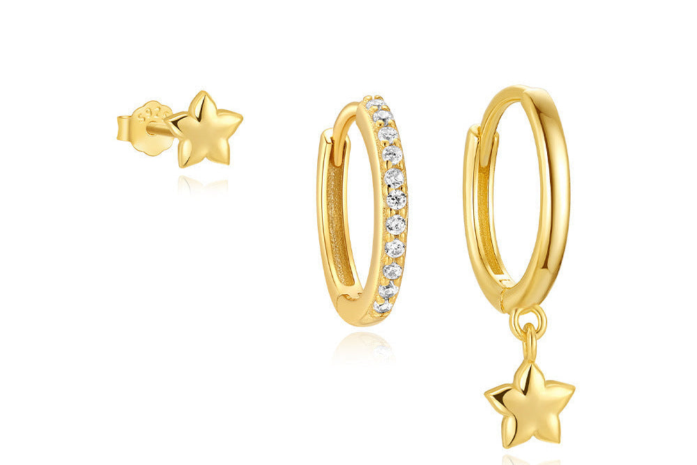 Boucles d’Oreilles Femme Tendance en Argent 925 – Trio Touche Lumineuse