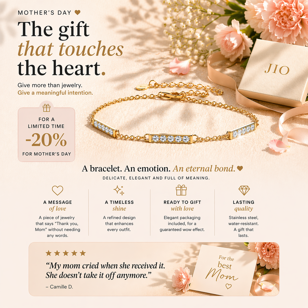 2 Moissanite Gold Plated Women's Bracelets