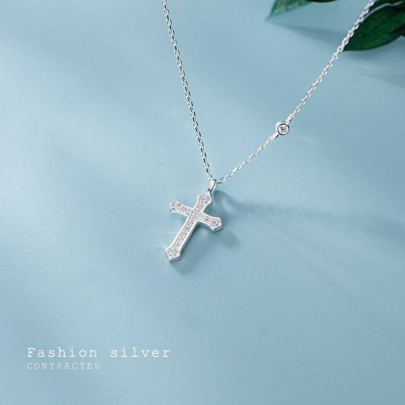 Chaîne avec Croix en ARGENT S925 – Élégance Décontractée pour Homme et Femme