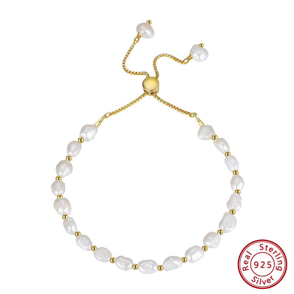 Bracelet en ARGENT S925 et PERLES d’Eau Douce – Élégance Naturelle & Finition Or 14K ou Platine