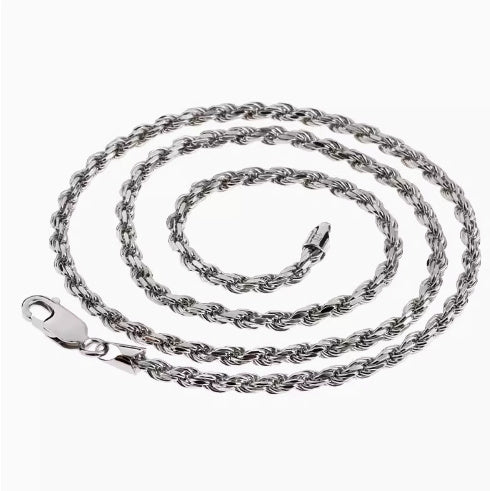 Chaîne torsadée plaquée OR blanc en ARGENT S925 – Unisexe et intemporelle