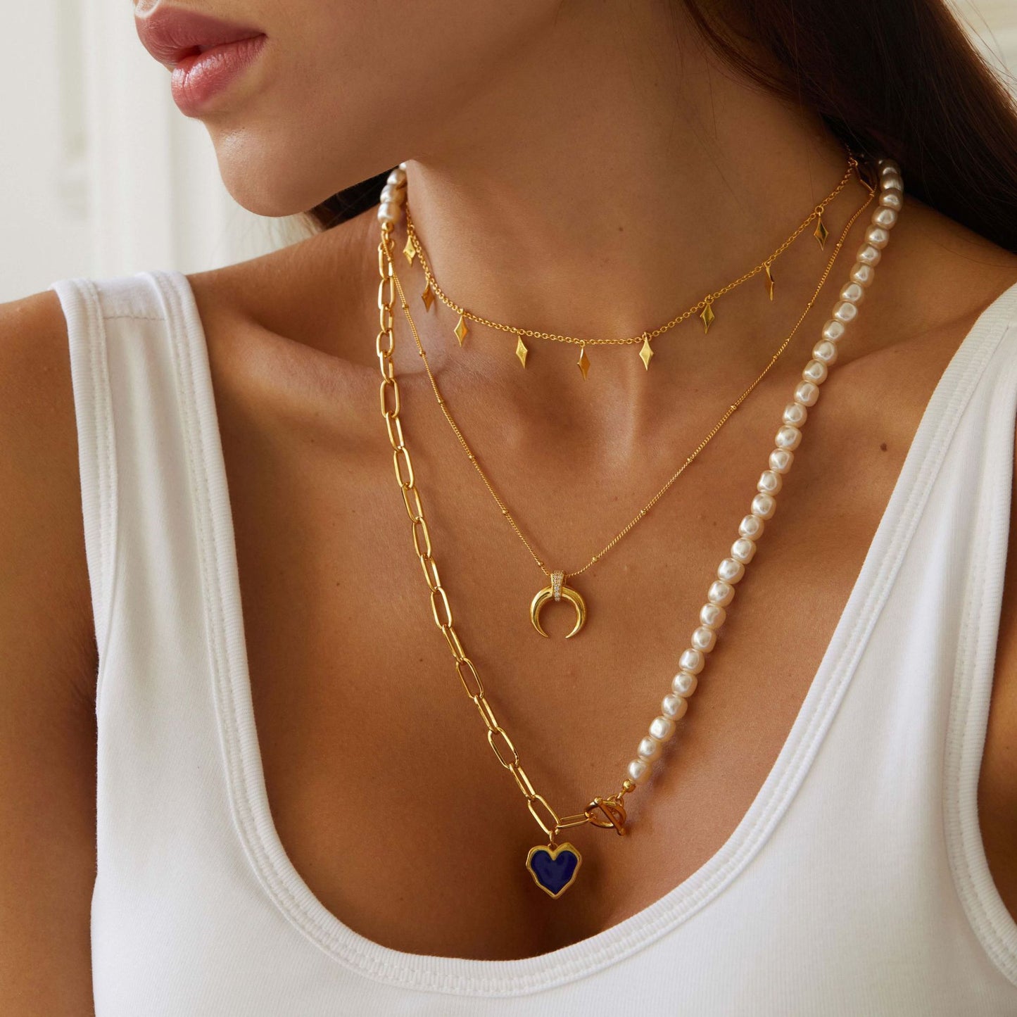 Chaîne pendentifs Losange en ARGENT 925 plaqué OR 18 K – Élégance et Tendance