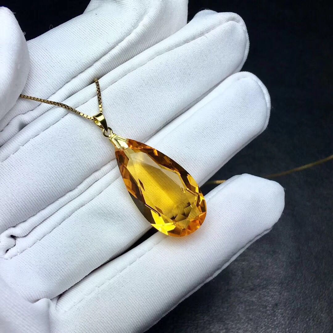 Collier Femme en Or 18K avec Citrine Goutte