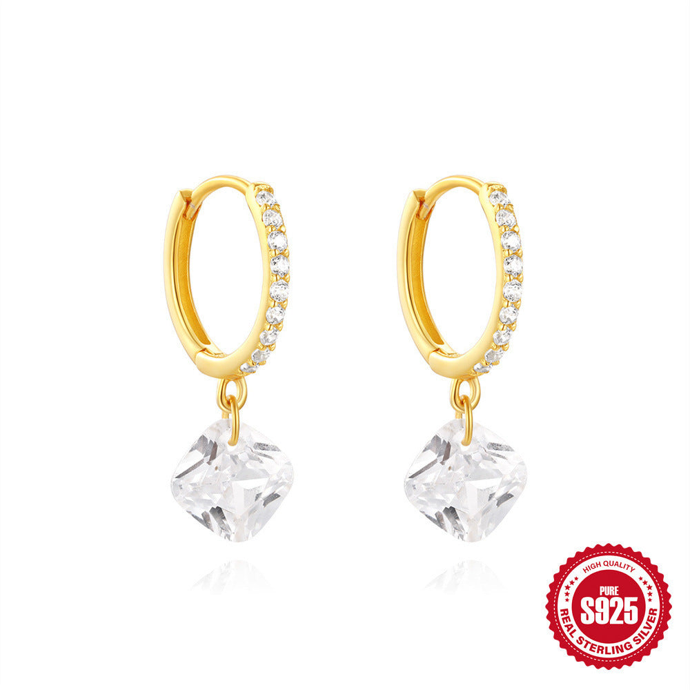 Boucles d’oreilles pendantes en ARGENT 925 avec Zirconia – Élégance classique