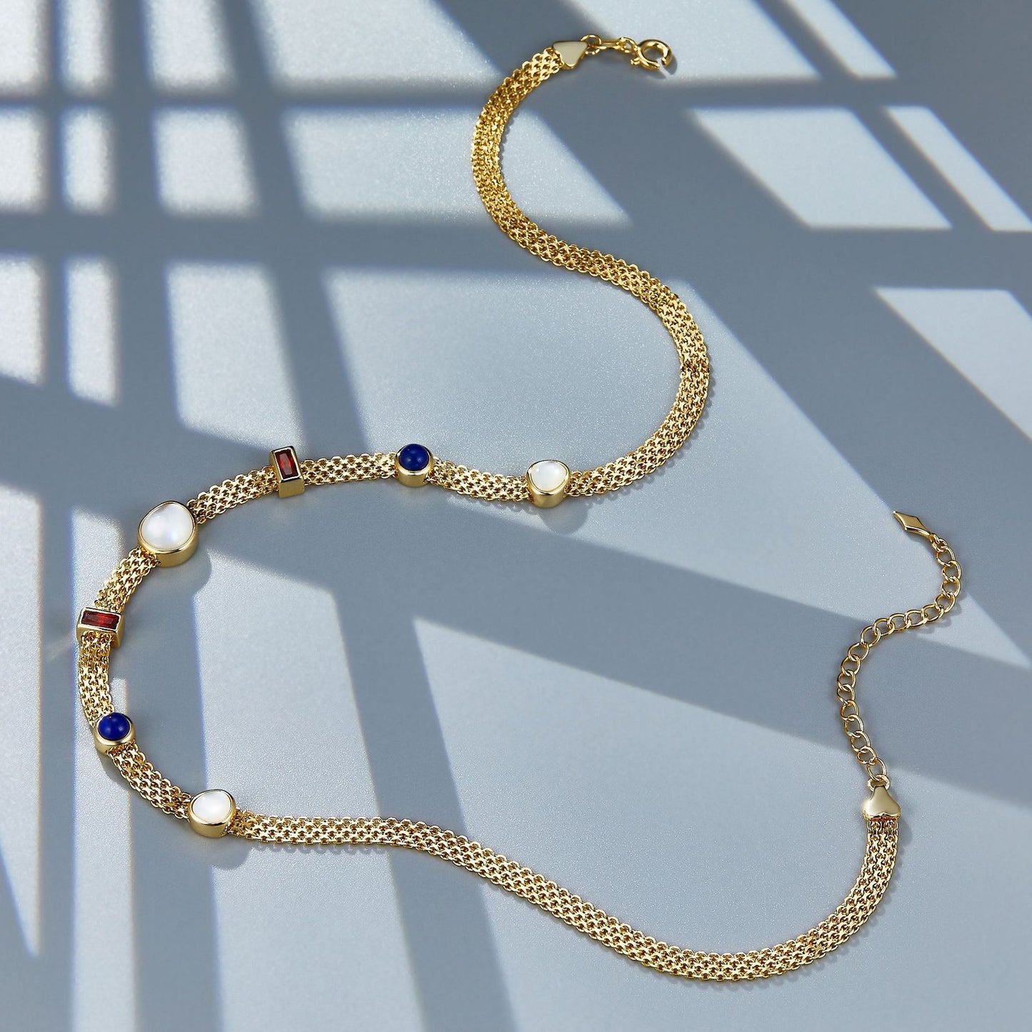 Collier Femme Stylé avec Pierres Naturelles plaqué Or 18 K – Charme Industrielle