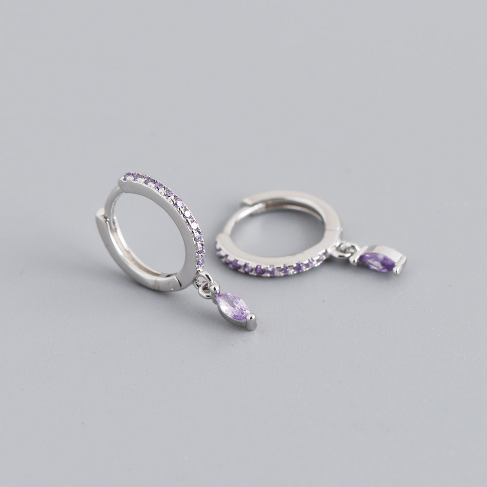 Boucles d’Oreilles anneaux avec pendentifs Pierres Multicolores – ARGENT S925