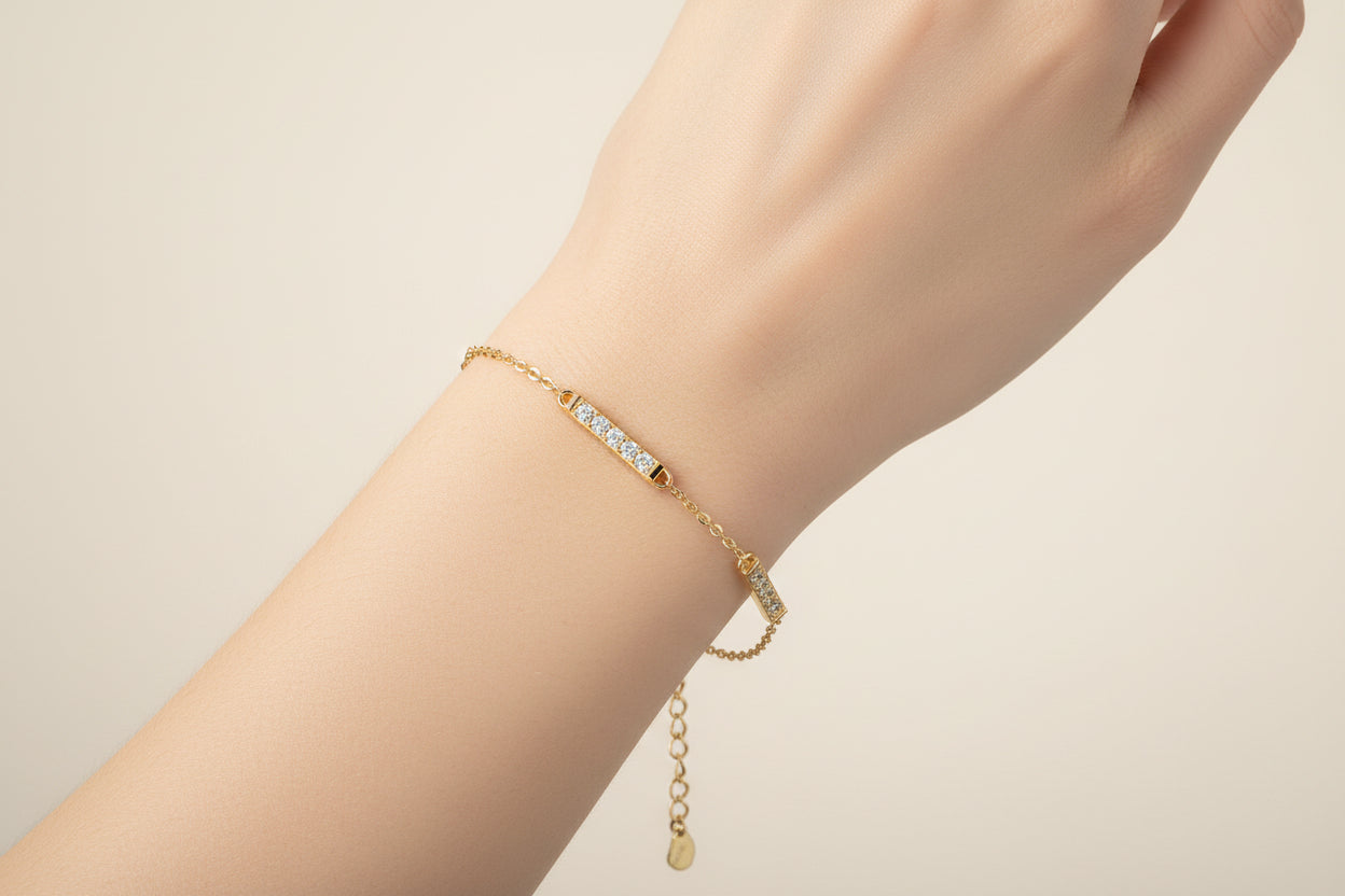 2 Bracelets Femme Moissanite Plaqué Or