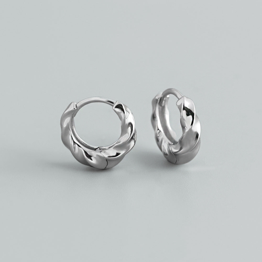 Boucles d’oreilles en ARGENT S925 torsadées – Cercle doré ou or blanc, style européen tendance