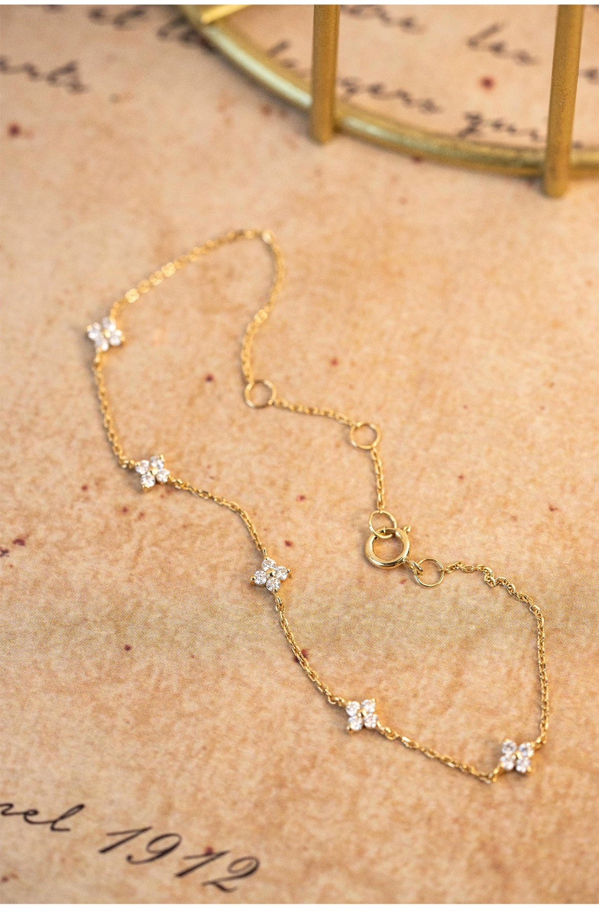 Bracelet Trèfle en ARGENT S925 Plaqué OR 18K & Zircon – Porte-bonheur Raffiné