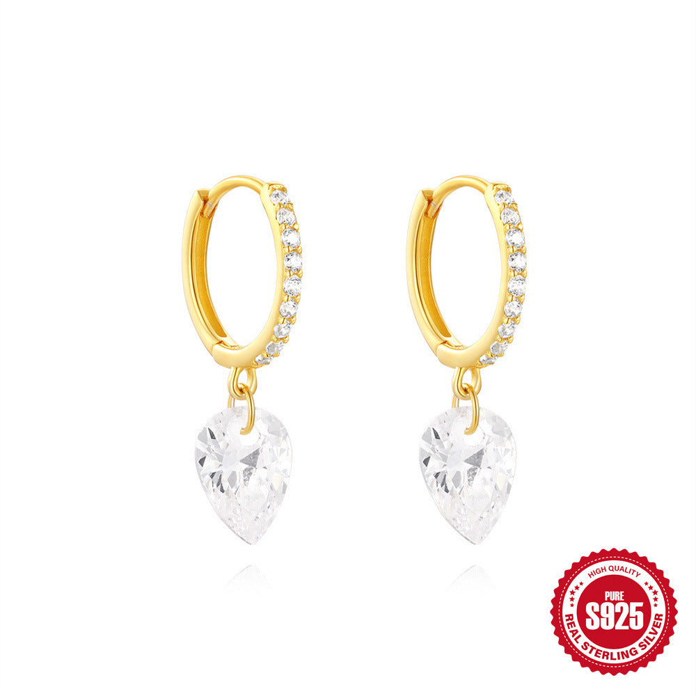 Boucles d’oreilles pendantes en ARGENT 925 avec Zirconia – Élégance classique