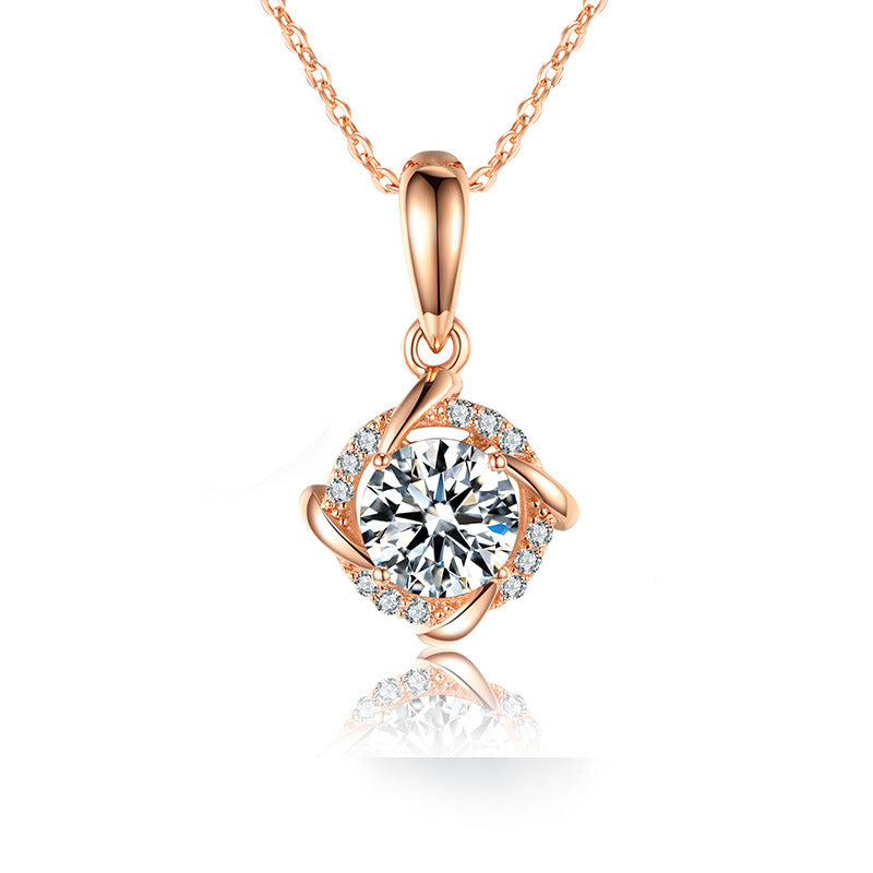 Chaîne avec pendentif moulin à vent en ARGENT S925 et Moissanite – Luxe léger pour femme