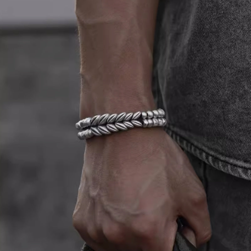 Bracelet Homme Argent S999 avec Perles Tendance