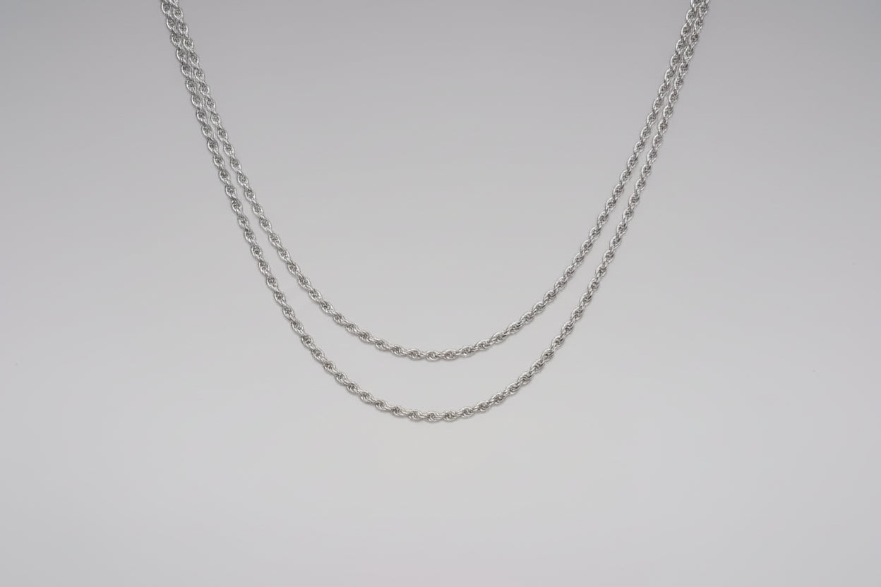 Chaîne Homme Élégante torsadée plaquée OR blanc en ARGENT S925 – Unisexe et intemporelle