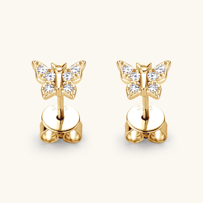Petites Boucles d’Oreilles Papillon en ARGENT 925 Doré – Délicates & Féminines