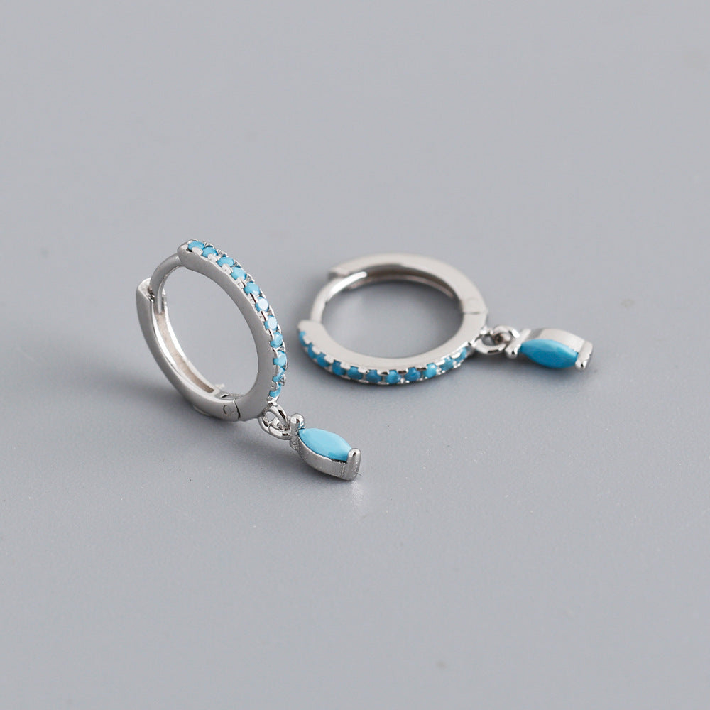 Boucles d’Oreilles anneaux avec pendentifs Pierres Multicolores – ARGENT S925