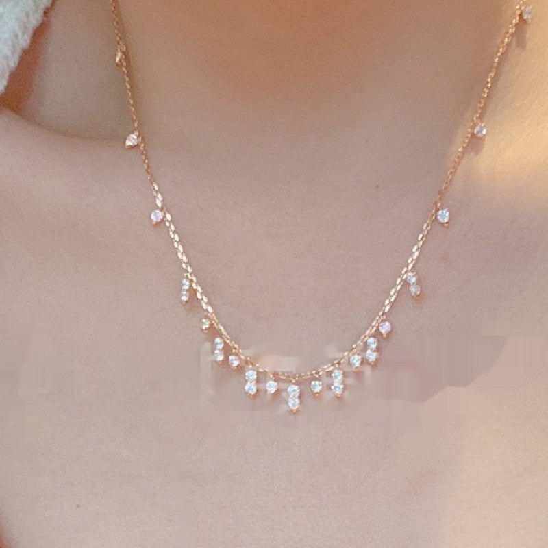 Women's Zircon Necklace in 925 Sterling Silver – White Gold or Rose Gold Finish