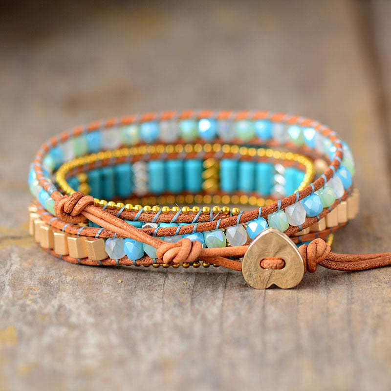 Bracelet Turquoise Bohème – Pierre Naturelle & Cuir, Esprit Libre