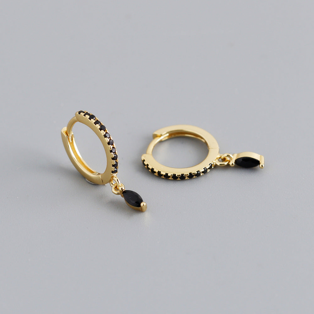 Boucles d’Oreilles anneaux avec pendentifs Pierres Multicolores – ARGENT S925