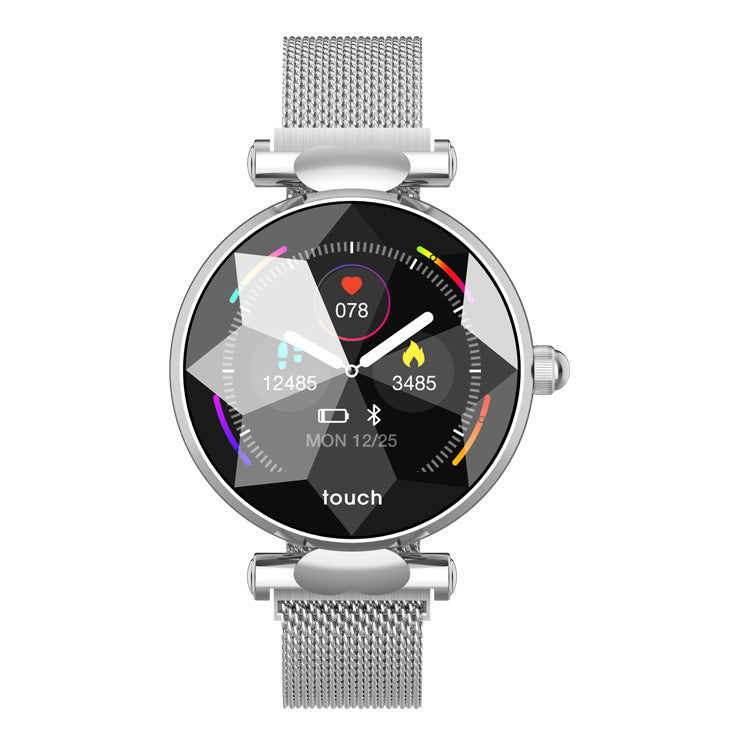 Montre Connectée Femme Élégante – Écran HD, Suivi Cardiaque & Acier Magnétique