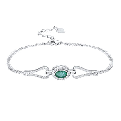Bracelet en ARGENT S925 avec Émeraude et Zirconia