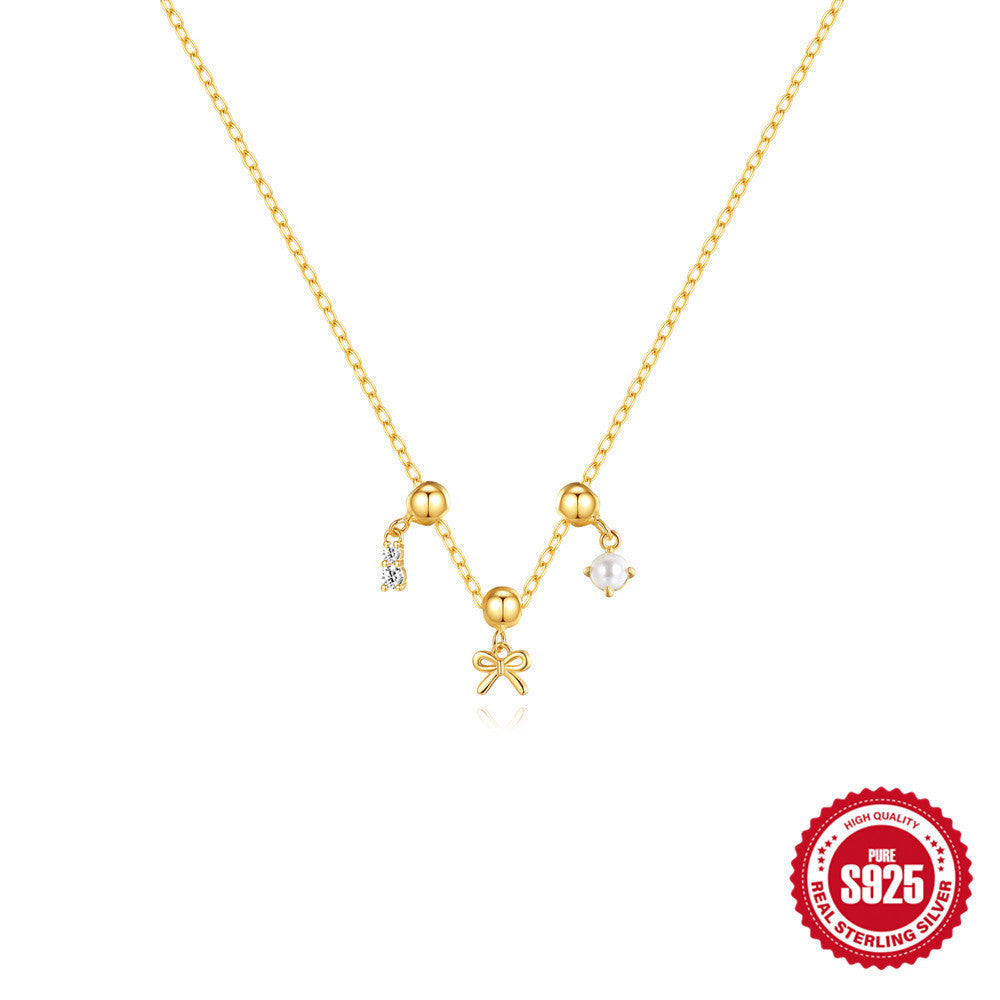 Chaîne Fine Femme en ARGENT S925 plaqué OR – Élégance Minimaliste à Trois Pendentifs