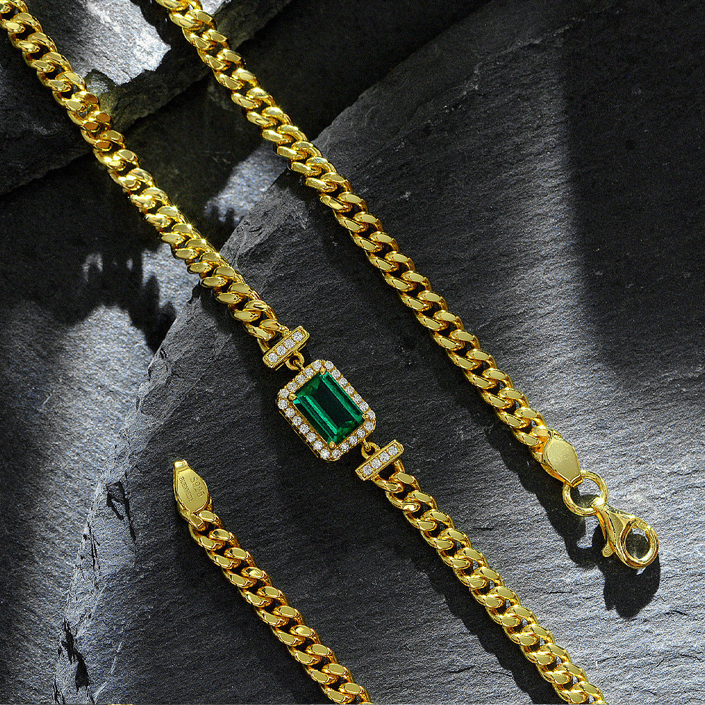 Collier en ARGENT 925 avec Pendentif Émeraude – Élégance simple et luxueuse