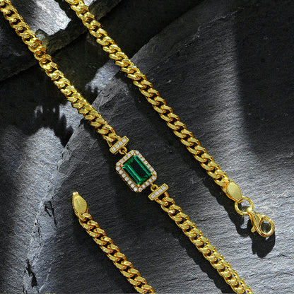 Collier en ARGENT 925 avec Pendentif Émeraude – Élégance simple et luxueuse